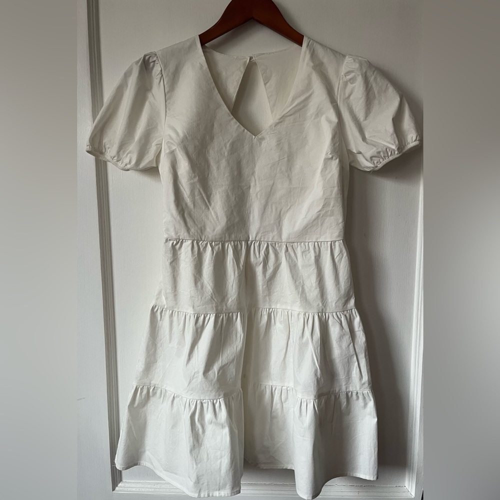 Women’s White Mini Dress with Puff Sleeves